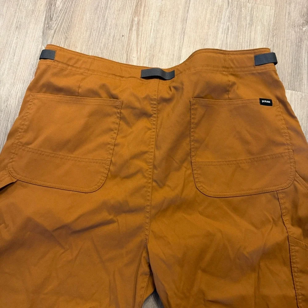 prAna Mens 40x32 Stretch Zion Relaxed Straight Hiking Pants Belted Brown